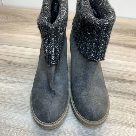 Dirty Laundry Gray Knit Cuff Block Block Heel Boots Women's Size 9.5 Pull On - Picture 7 of 11